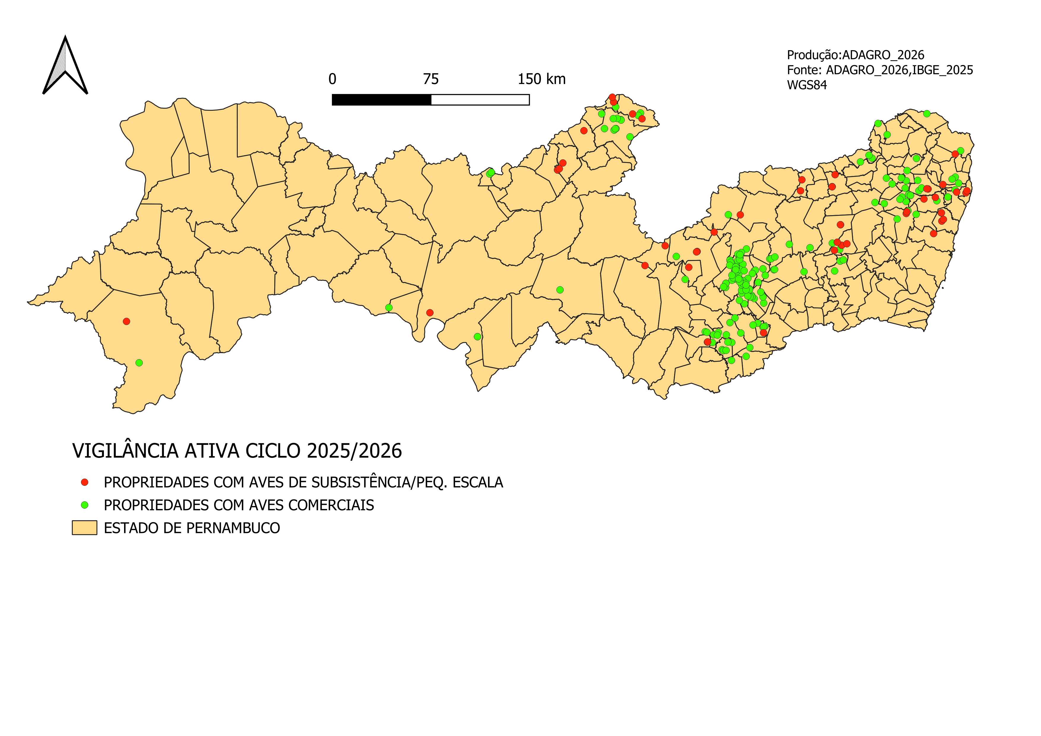 Mapa das ações de vigilância ativa realizadas nos Componentes 3 e 4